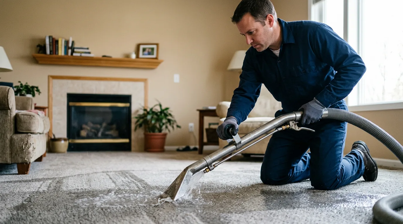 Water damage restoration technician working near Connellsville, PA
